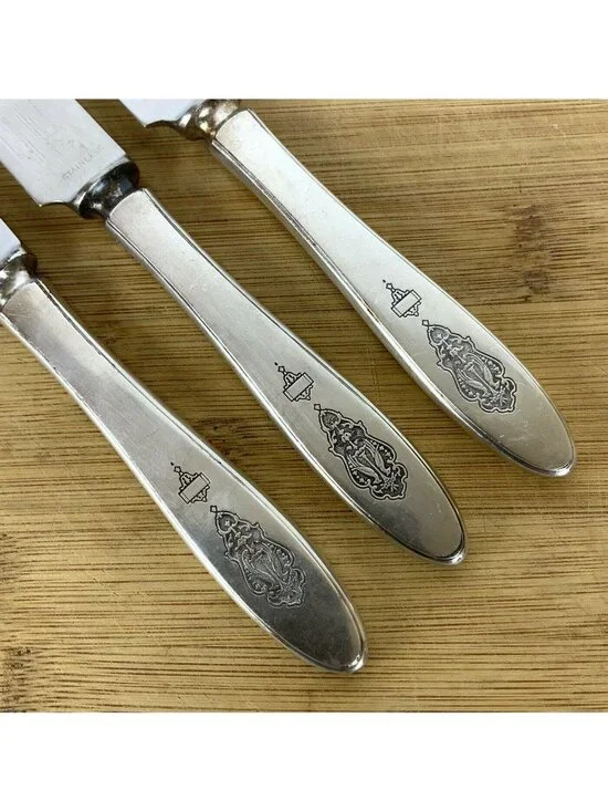 Oneida Community Bird Of Paradise 3 Knives Silverplate Handle Stainless Blades - Picture 3 of 5
